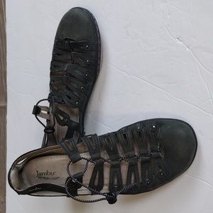 JAMBU Memory Foam Green Leather Sandals | Size 9M